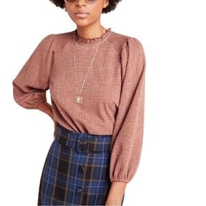 Anthropologie Current Air Jasia Top Balloon Sleeves High neck Pullover Small